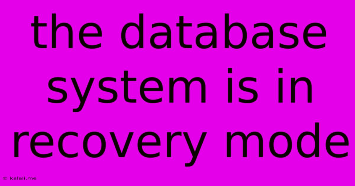 The Database System Is In Recovery Mode
