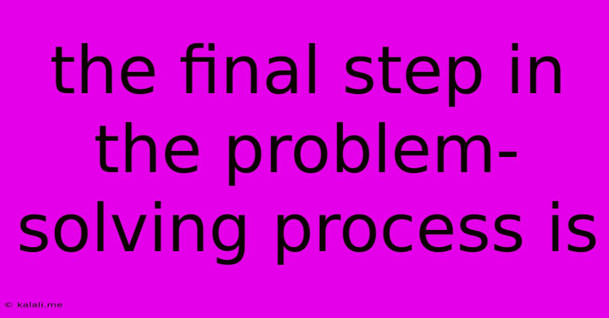 The Final Step In The Problem-solving Process Is