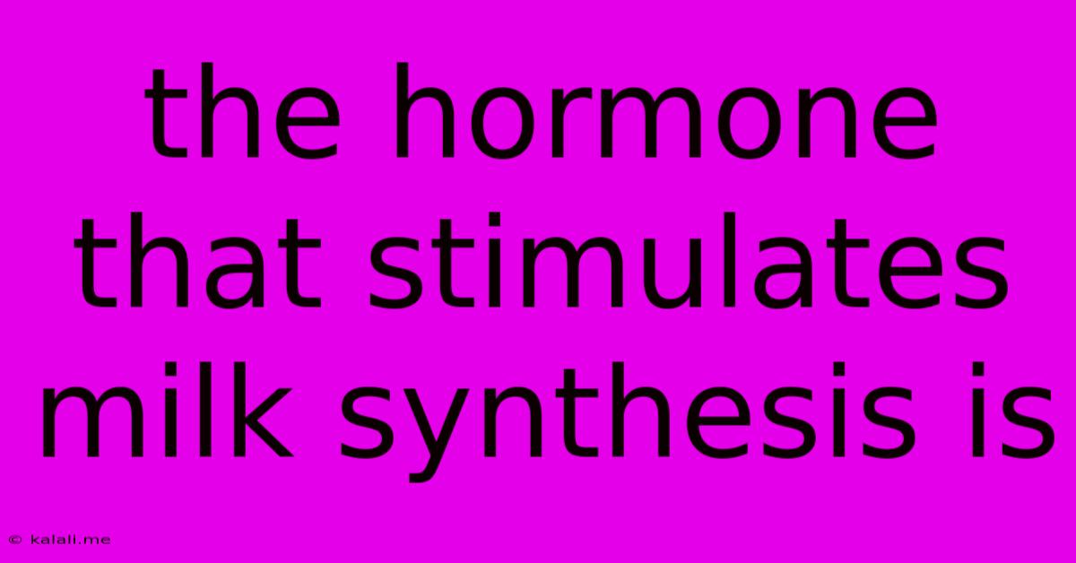 The Hormone That Stimulates Milk Synthesis Is