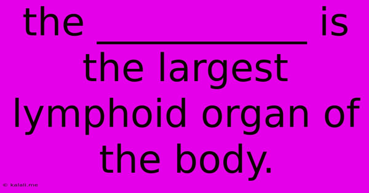 The ___________ Is The Largest Lymphoid Organ Of The Body.