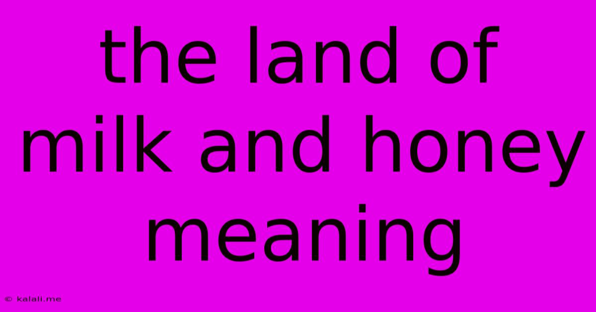 The Land Of Milk And Honey Meaning
