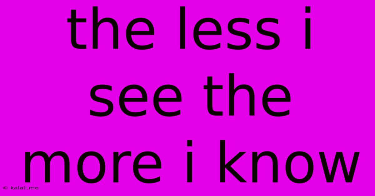 The Less I See The More I Know