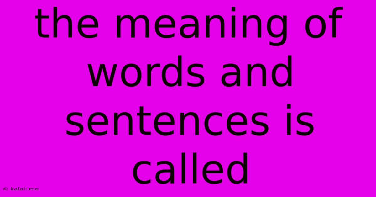The Meaning Of Words And Sentences Is Called