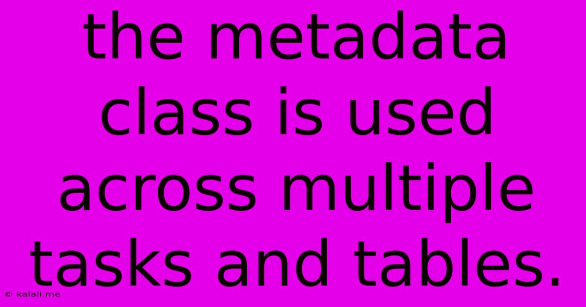 The Metadata Class Is Used Across Multiple Tasks And Tables.