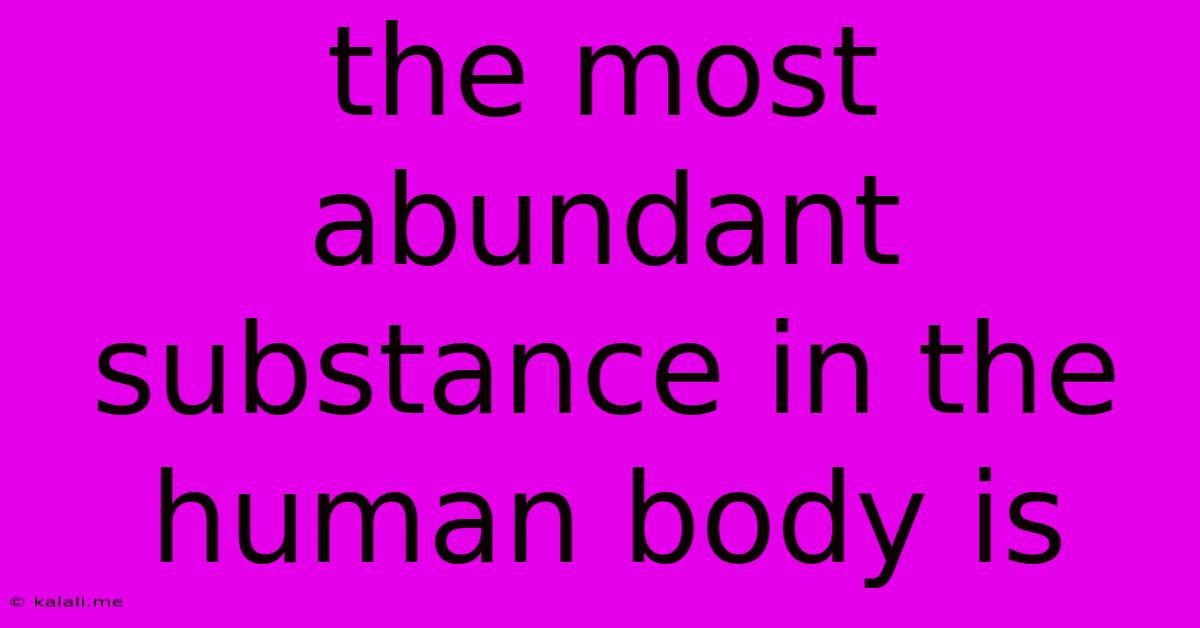 The Most Abundant Substance In The Human Body Is