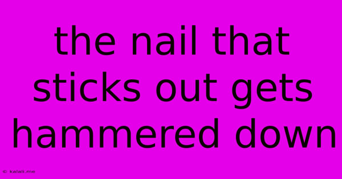 The Nail That Sticks Out Gets Hammered Down