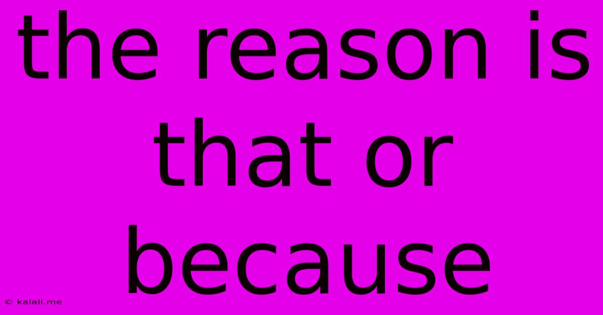 The Reason Is That Or Because