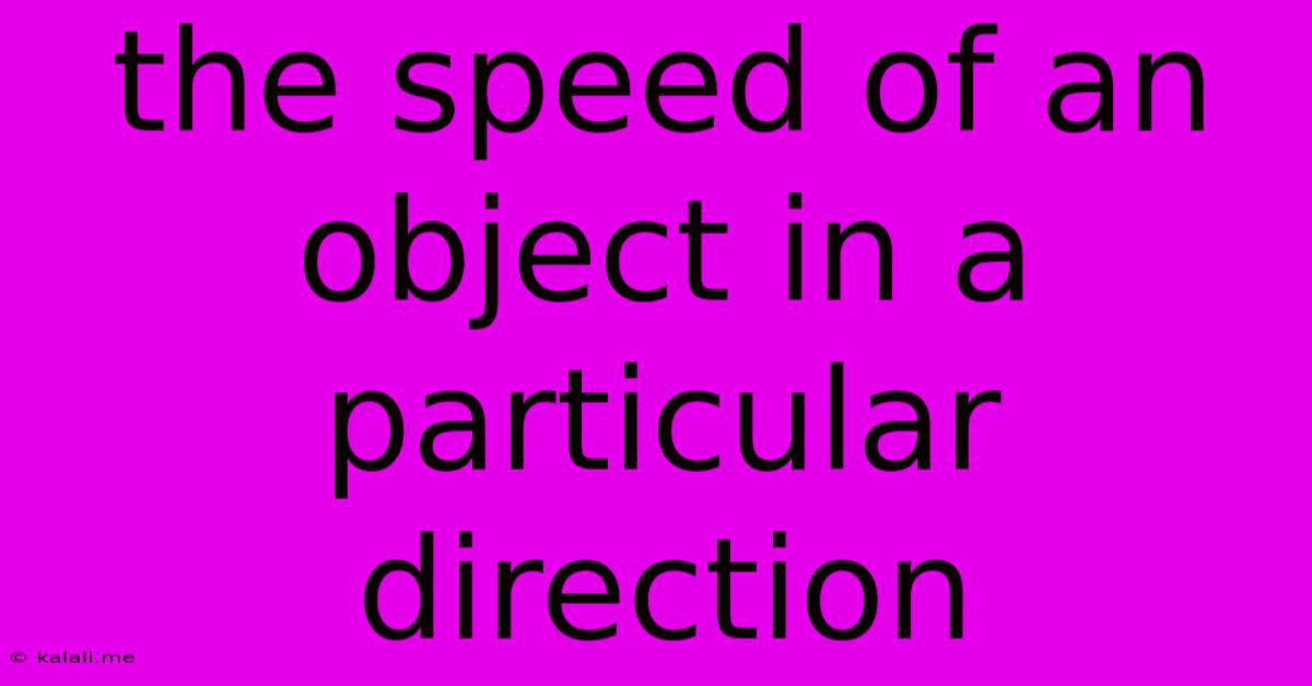 The Speed Of An Object In A Particular Direction