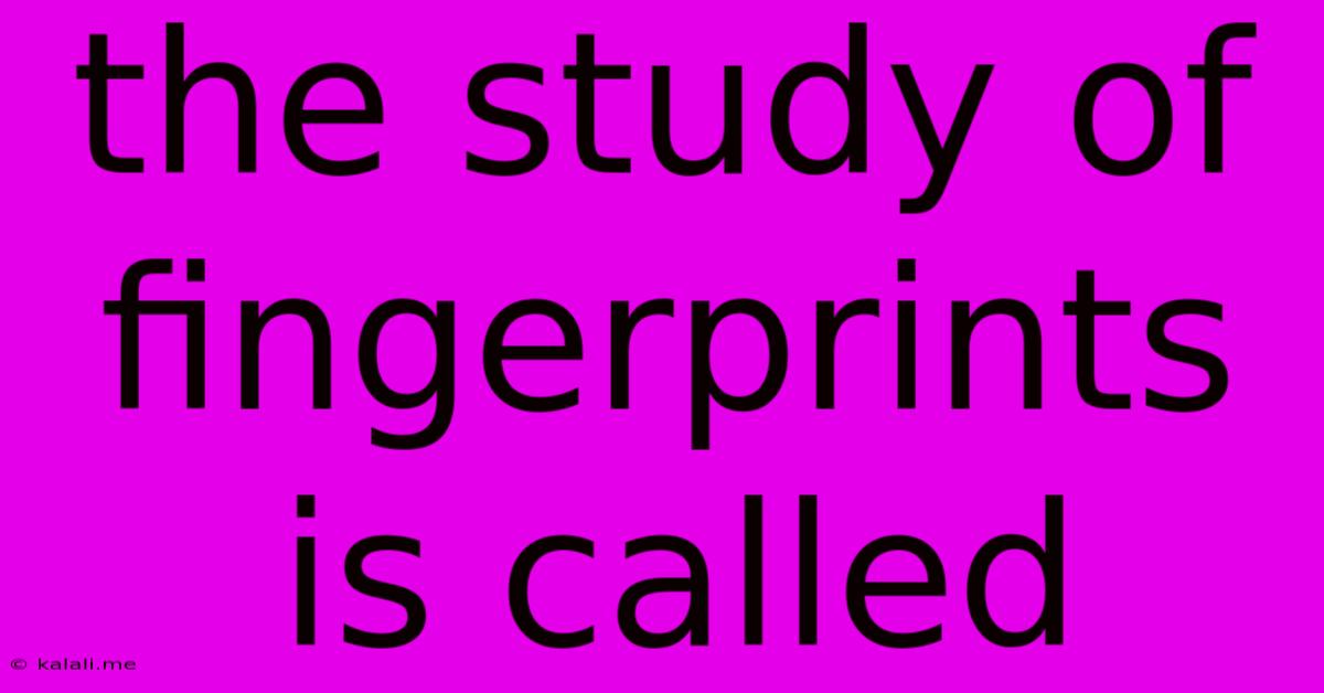 The Study Of Fingerprints Is Called