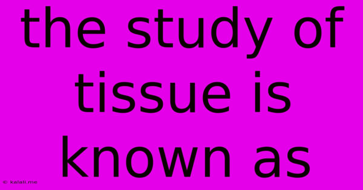 The Study Of Tissue Is Known As