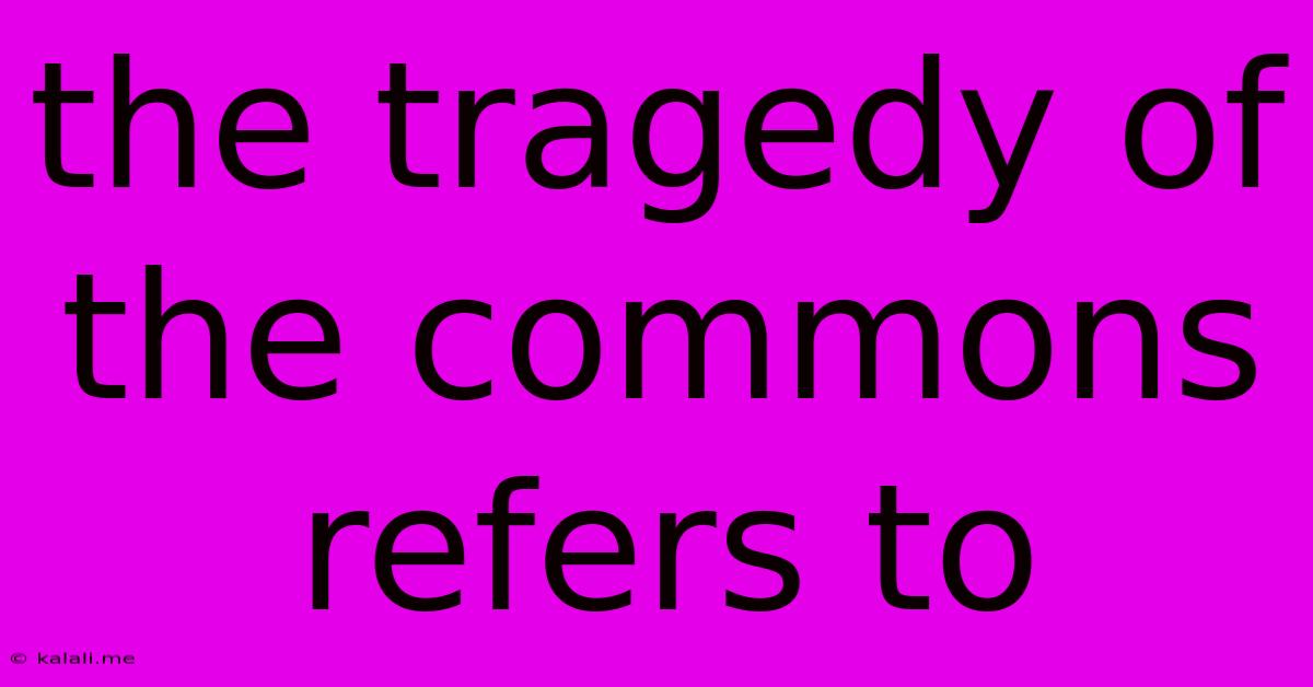 The Tragedy Of The Commons Refers To