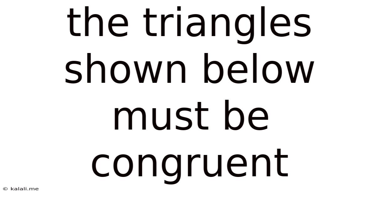 The Triangles Shown Below Must Be Congruent