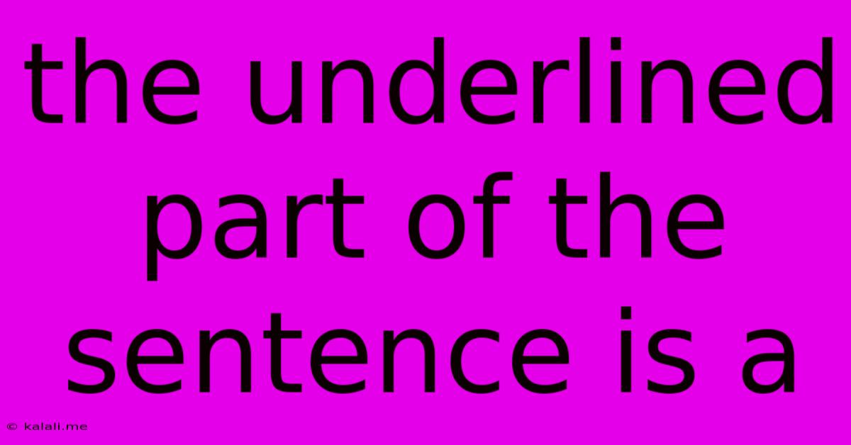 The Underlined Part Of The Sentence Is A