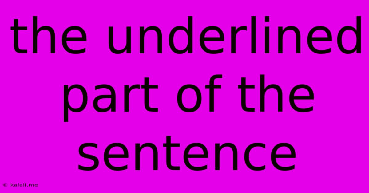 The Underlined Part Of The Sentence