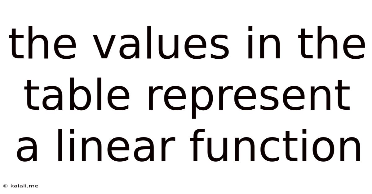 The Values In The Table Represent A Linear Function