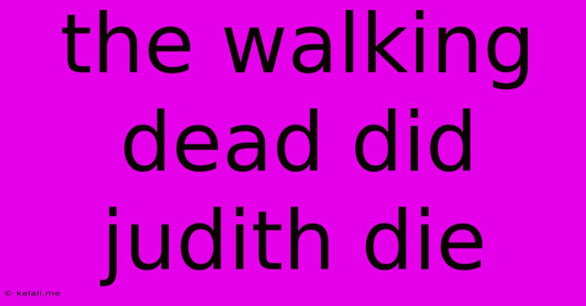 The Walking Dead Did Judith Die