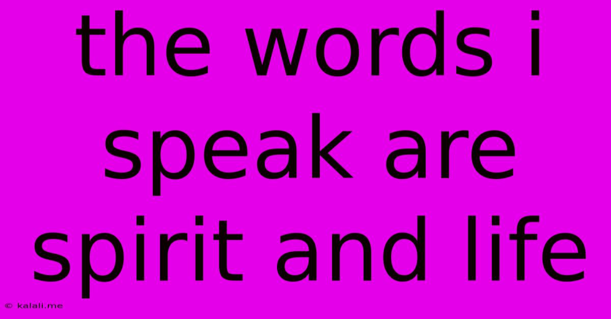 The Words I Speak Are Spirit And Life