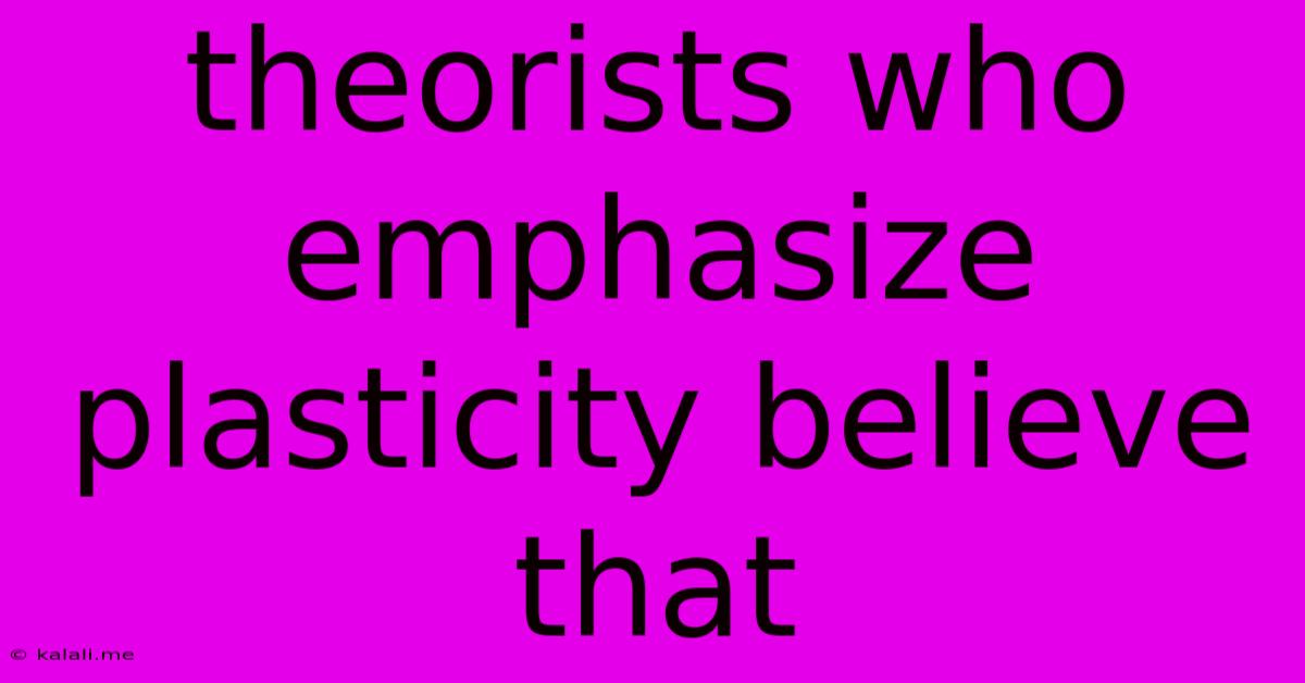 Theorists Who Emphasize Plasticity Believe That
