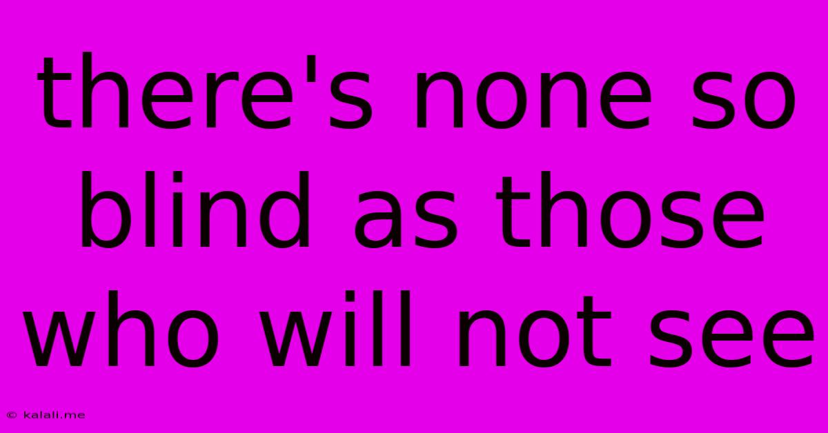 There's None So Blind As Those Who Will Not See