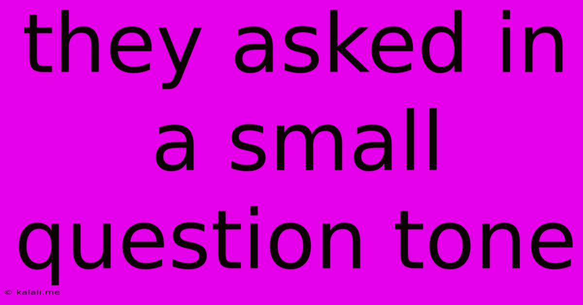 They Asked In A Small Question Tone