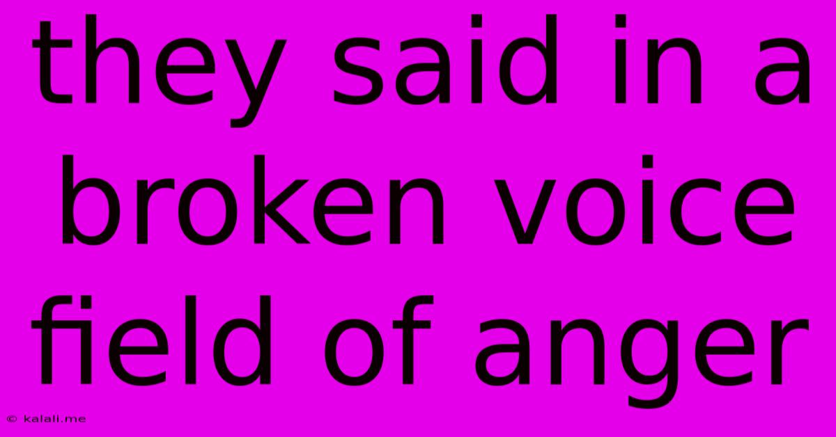 They Said In A Broken Voice Field Of Anger