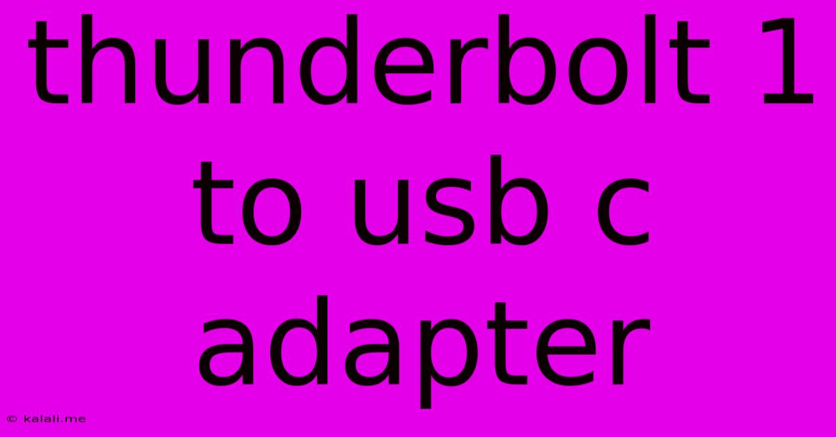 Thunderbolt 1 To Usb C Adapter