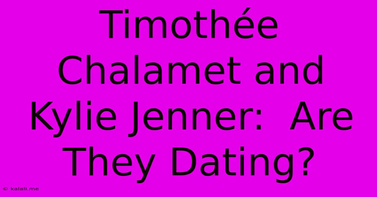 Timothée Chalamet And Kylie Jenner:  Are They Dating?