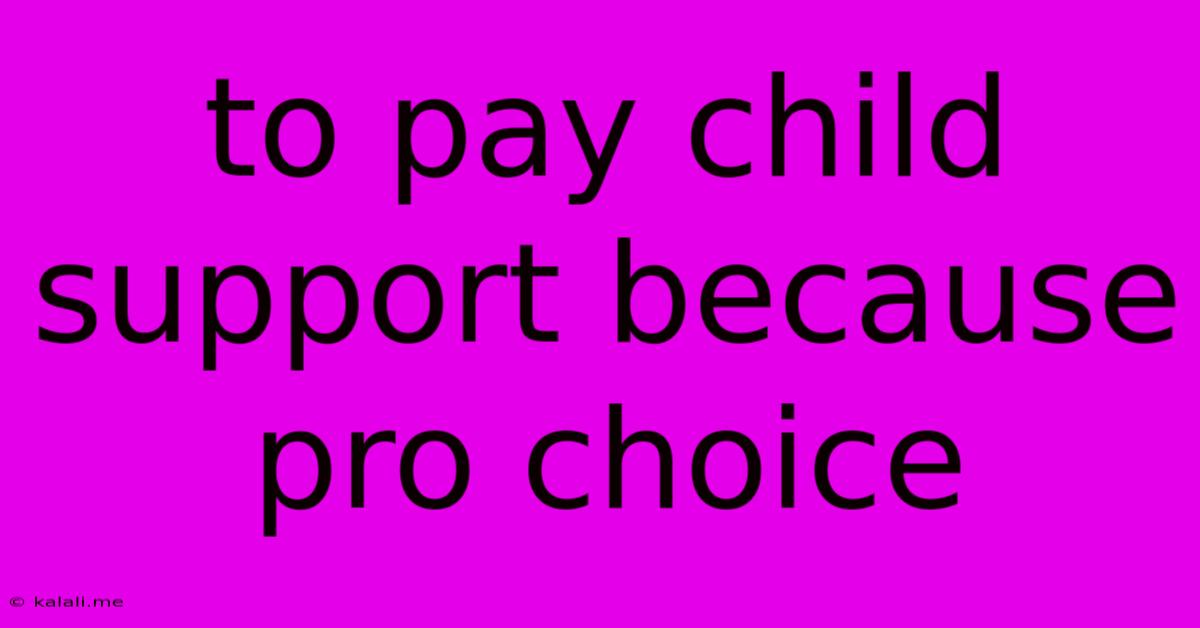 To Pay Child Support Because Pro Choice