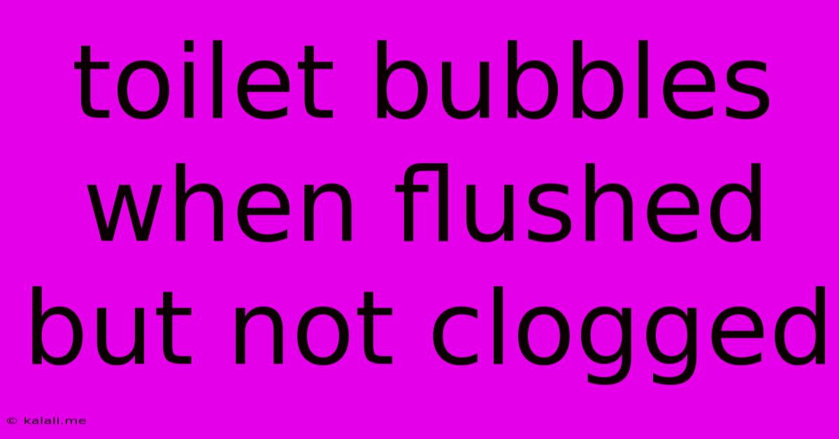 Toilet Bubbles When Flushed But Not Clogged