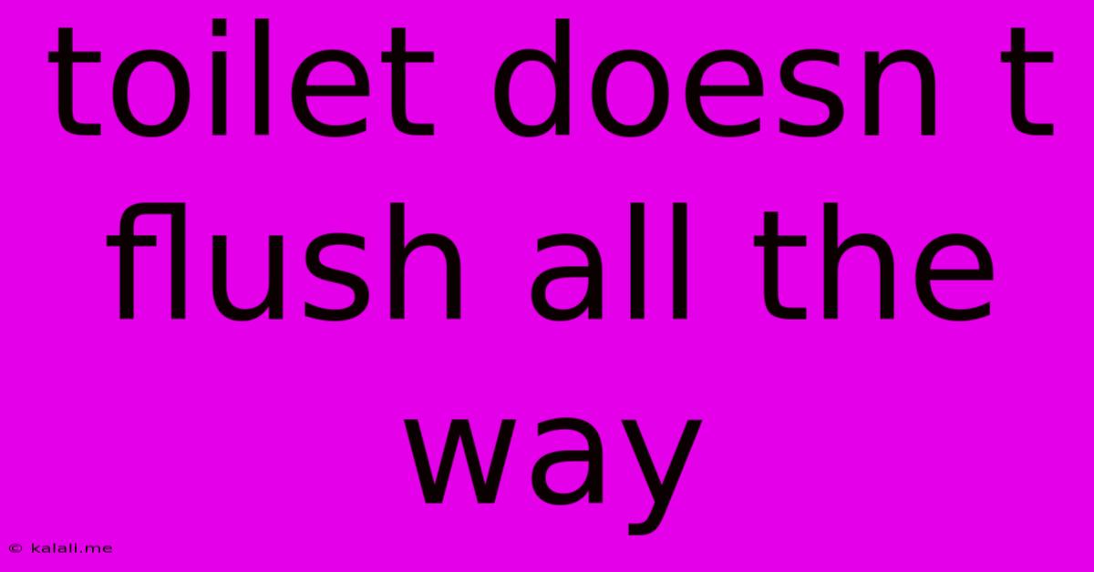 Toilet Doesn T Flush All The Way