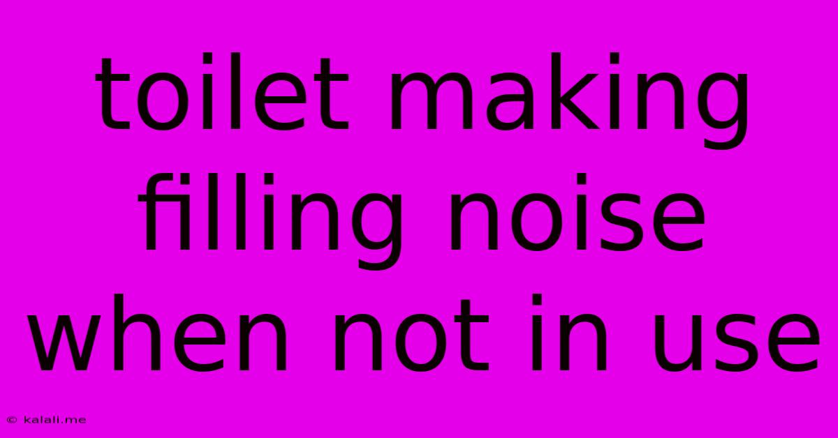 Toilet Making Filling Noise When Not In Use
