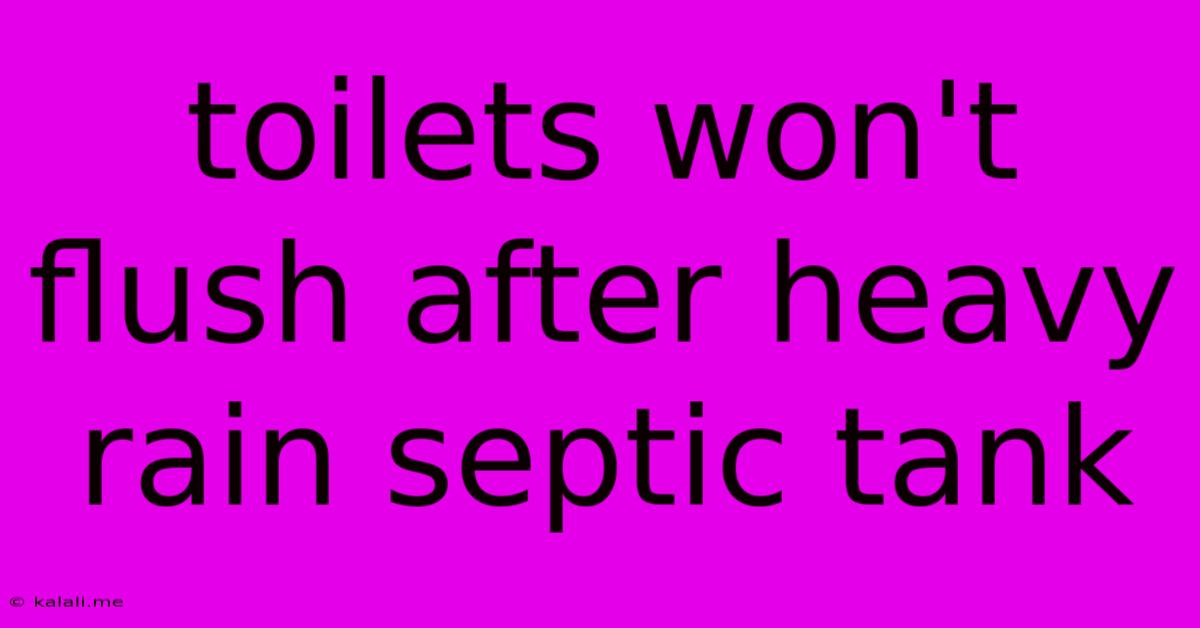 Toilets Won't Flush After Heavy Rain Septic Tank