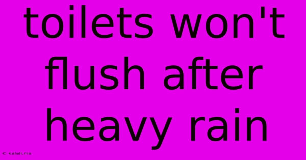 Toilets Won't Flush After Heavy Rain