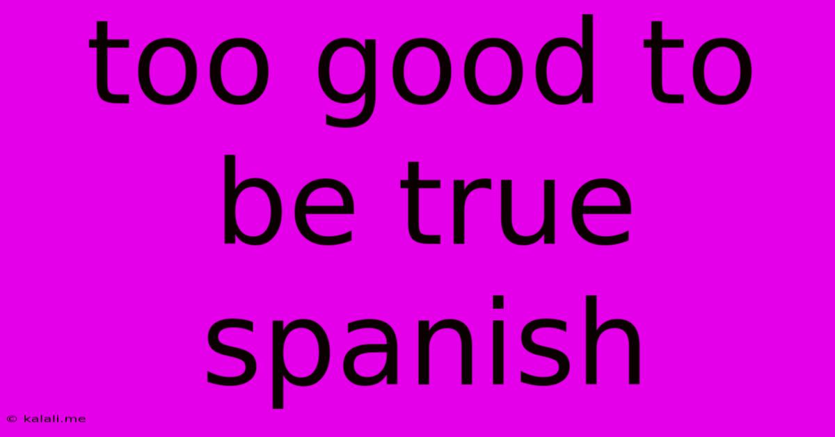 Too Good To Be True Spanish