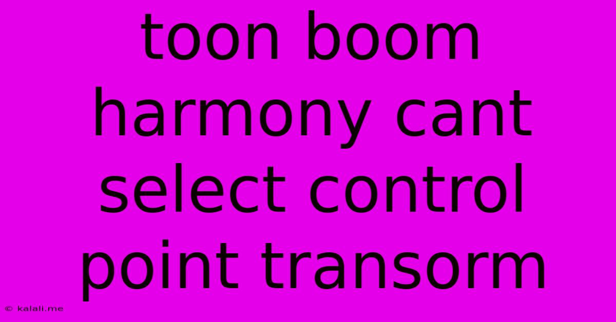 Toon Boom Harmony Cant Select Control Point Transorm