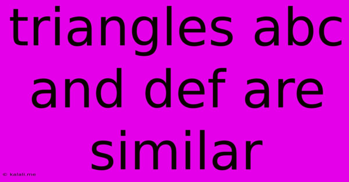 Triangles Abc And Def Are Similar