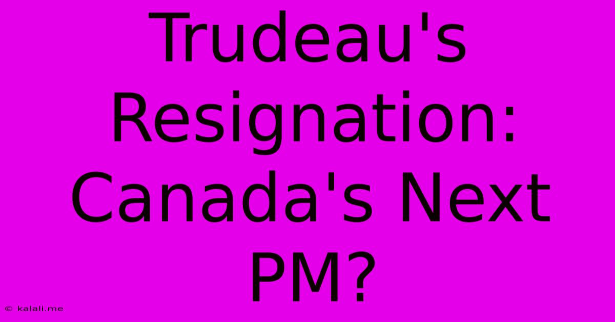 Trudeau's Resignation: Canada's Next PM?