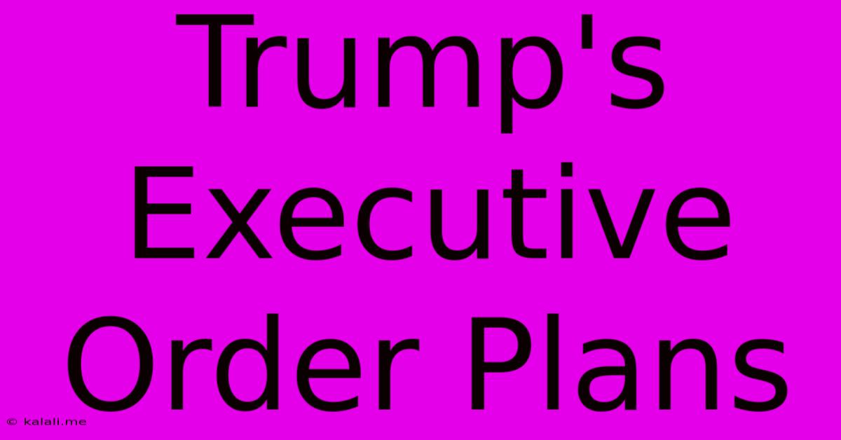 Trump's Executive Order Plans