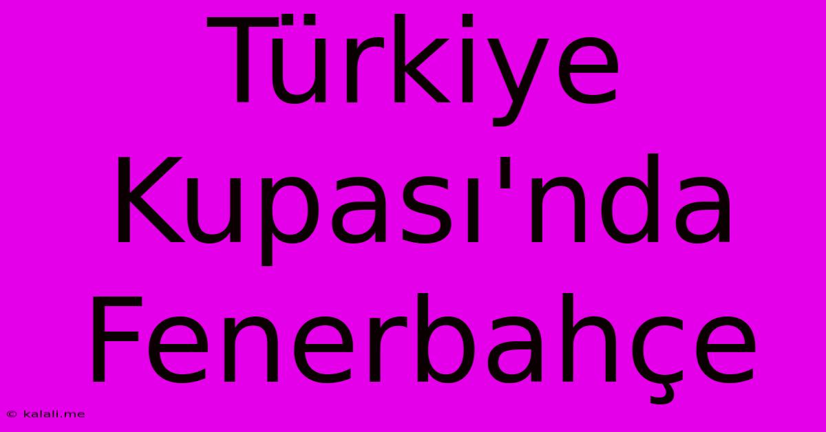 Türkiye Kupası'nda Fenerbahçe