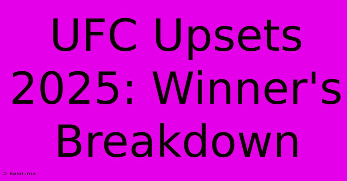 UFC Upsets 2025: Winner's Breakdown