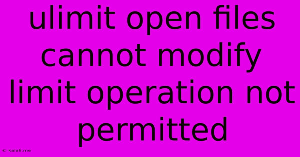 Ulimit: Open Files: Cannot Modify Limit: Operation Not Permitted