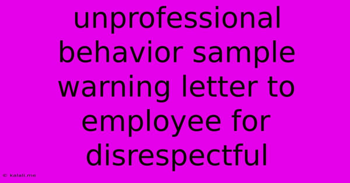 Unprofessional Behavior Sample Warning Letter To Employee For Disrespectful