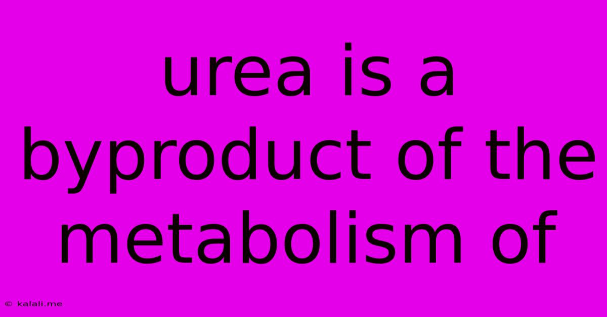 Urea Is A Byproduct Of The Metabolism Of
