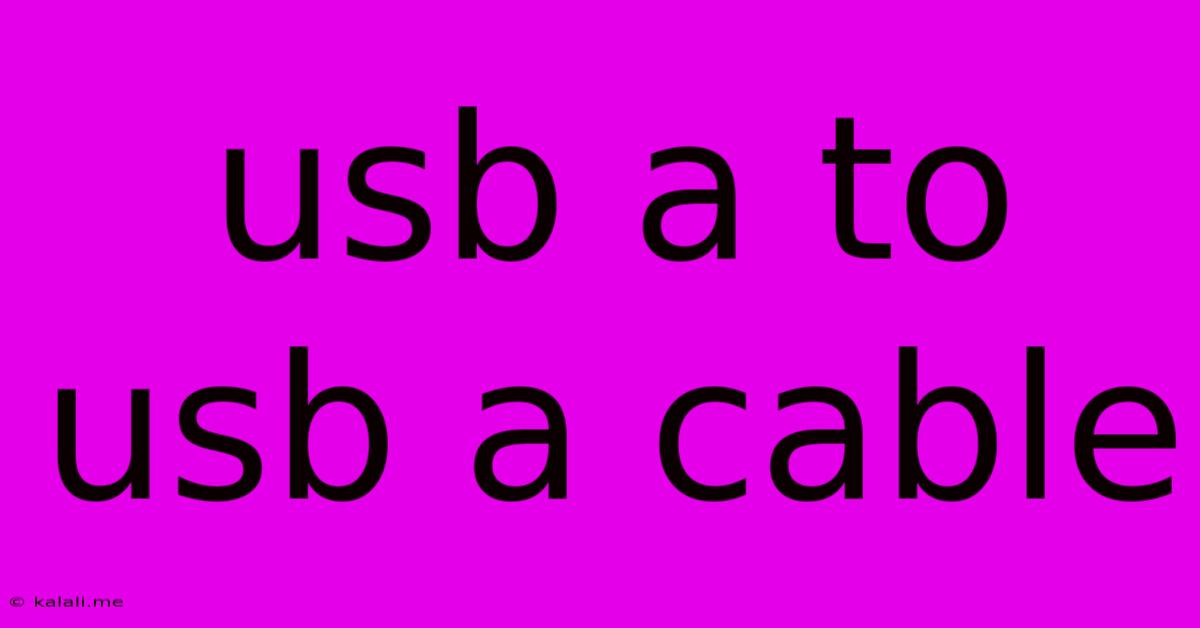Usb A To Usb A Cable
