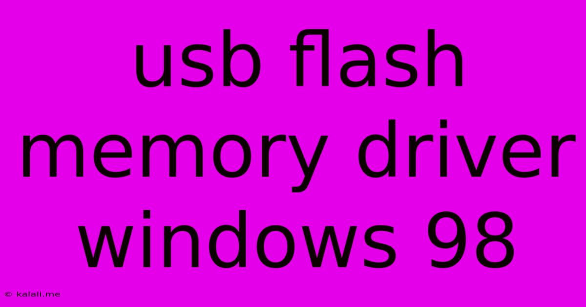 Usb Flash Memory Driver Windows 98