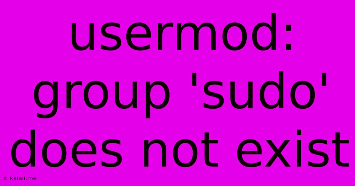 Usermod: Group 'sudo' Does Not Exist