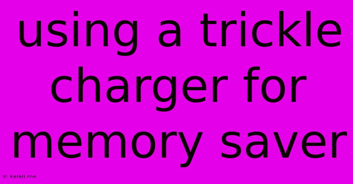 Using A Trickle Charger For Memory Saver