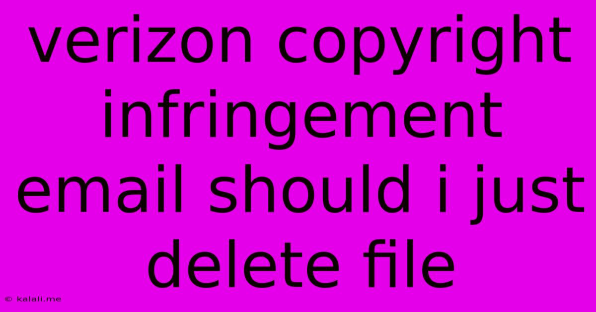 Verizon Copyright Infringement Email Should I Just Delete File