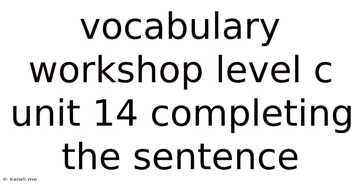 Vocabulary Workshop Level C Unit 14 Completing The Sentence