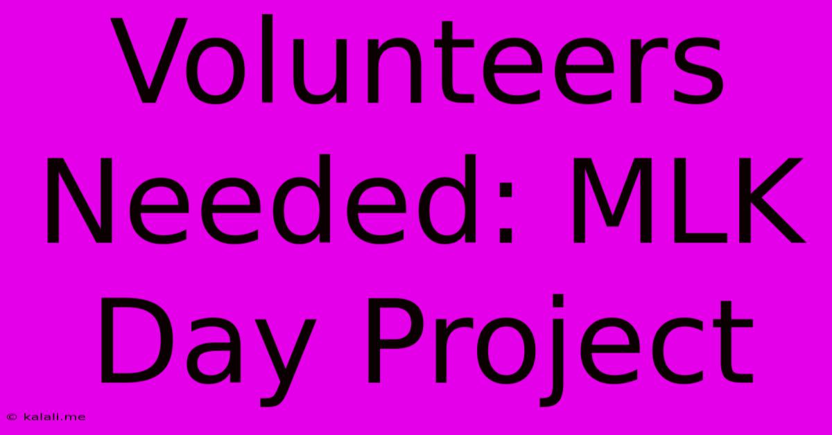 Volunteers Needed: MLK Day Project